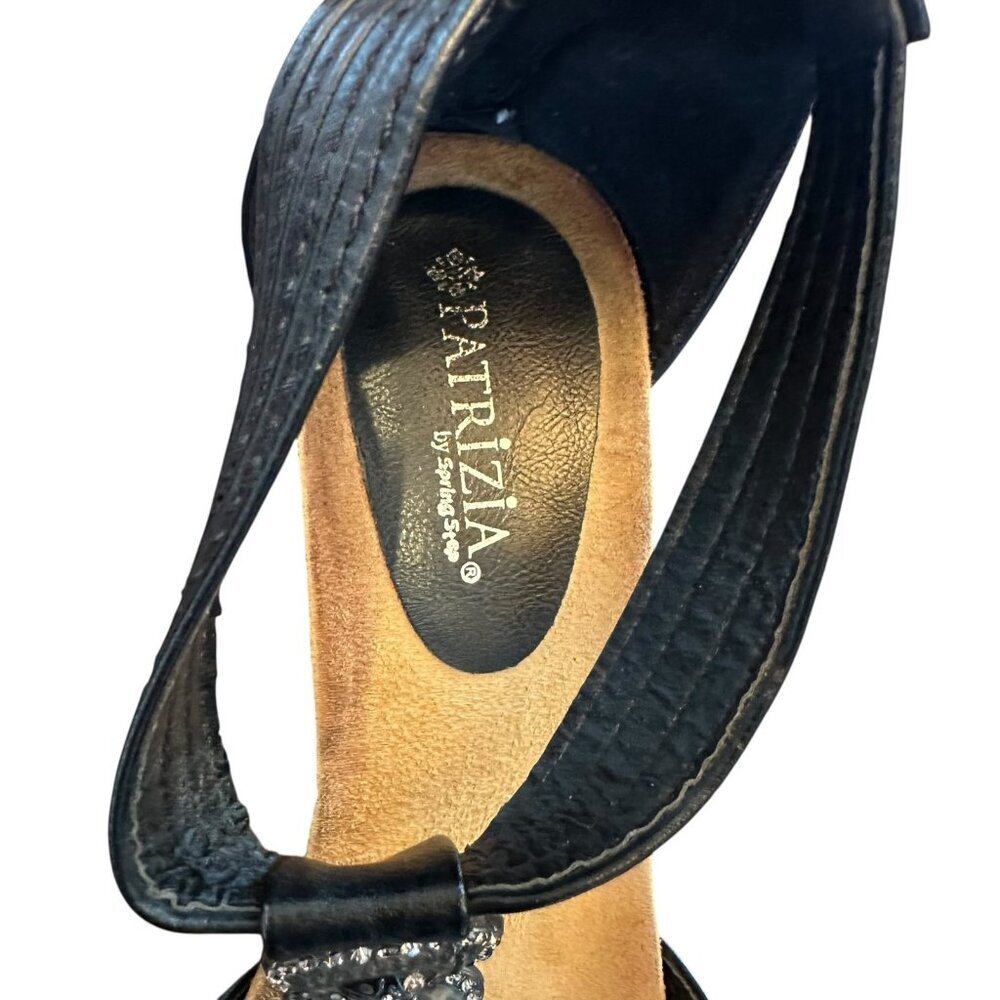 Patrizia by Spring Step Black Leather “Mauve” Wedge Sandals Size 40 - Picture 8 of 10